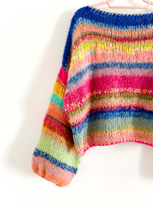 Rainbow Sweater | handgestrickter Pullover aus Alpaka | Onesize