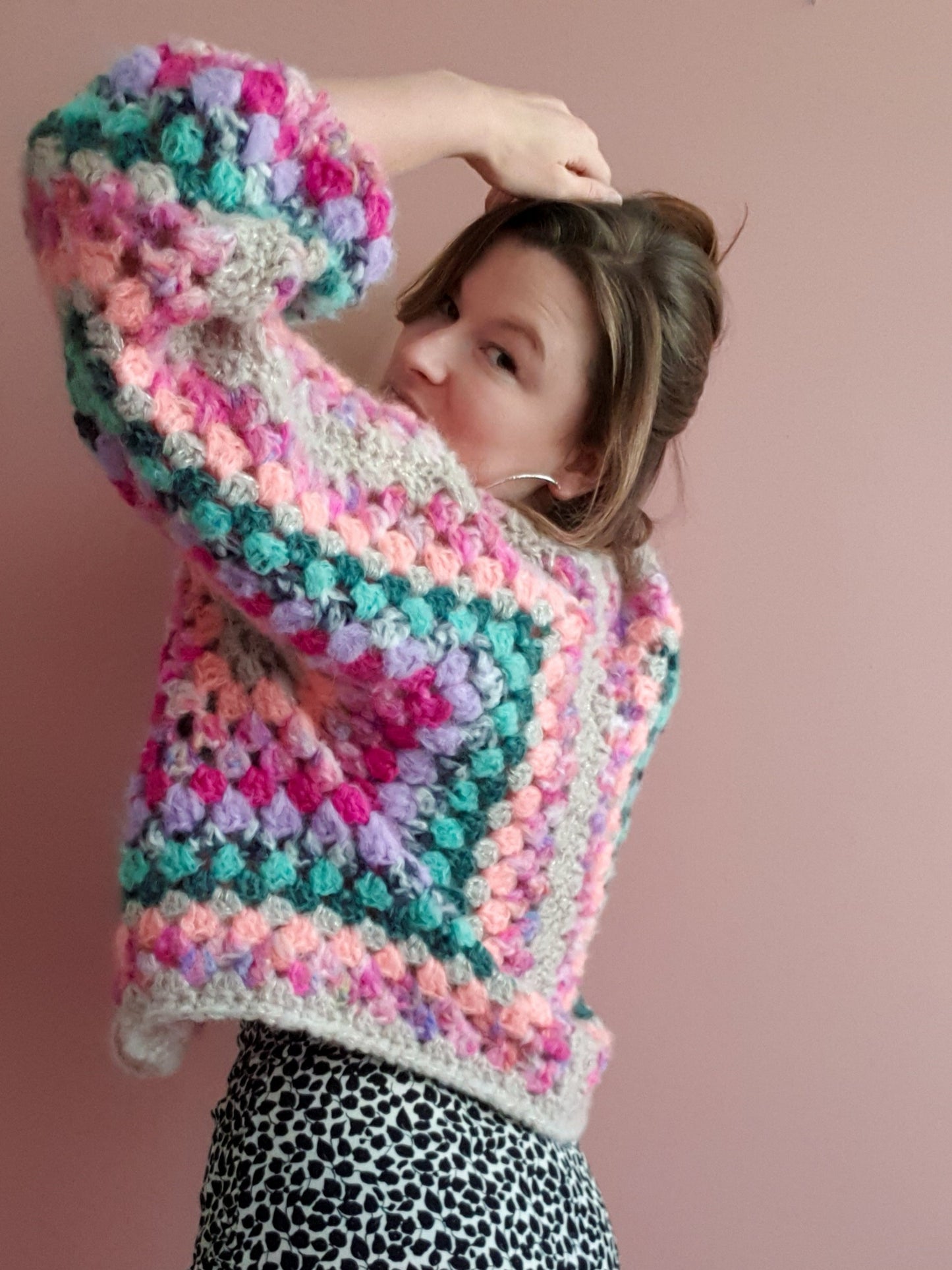 Gimme Candy Cardi | Handmade crochet cardigan made of alpaca &amp; mohair