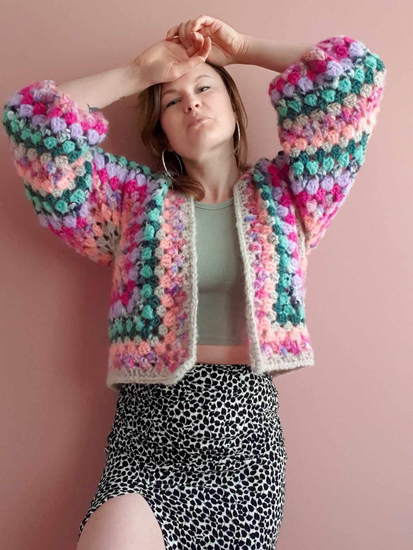 Gimme Candy Cardi | Handmade crochet cardigan made of alpaca &amp; mohair