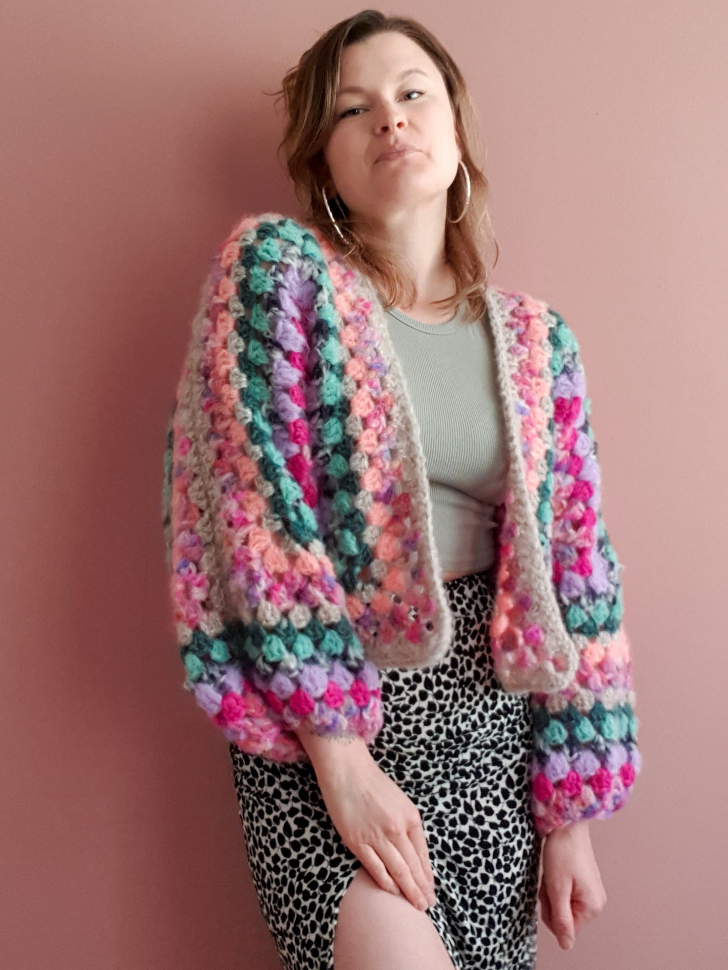 Gimme Candy Cardi | Handmade crochet cardigan made of alpaca &amp; mohair