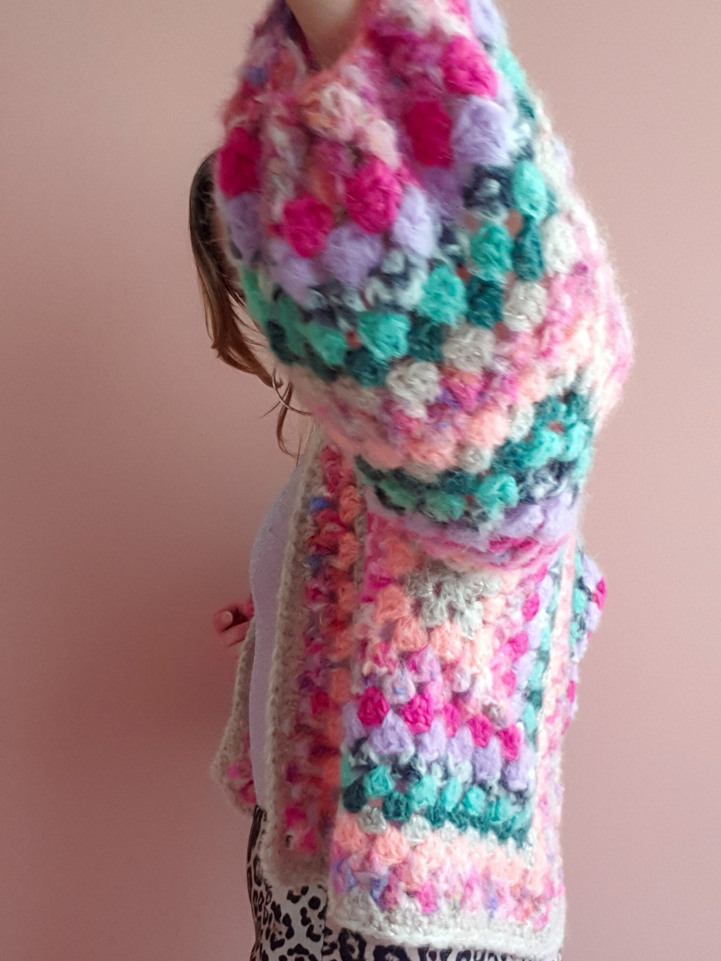 Gimme Candy Cardi | Handmade crochet cardigan made of alpaca &amp; mohair